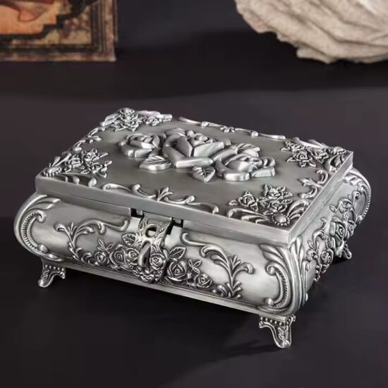 Luxury Metal Jewelry Box with Velvet Interior