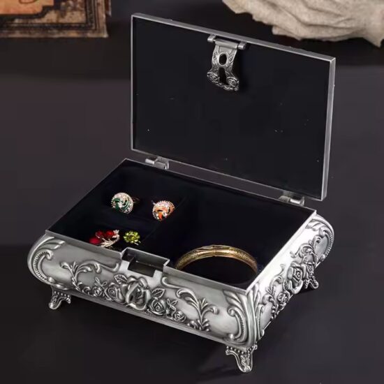 Luxury Metal Jewelry Box with Velvet Interior