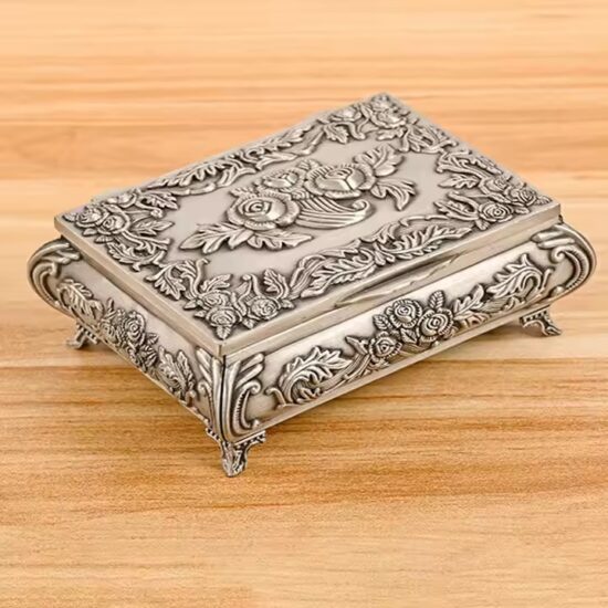Luxury Metal Jewelry Box with Velvet Interior