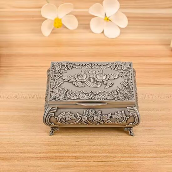 Luxury Metal Jewelry Box with Velvet Interior