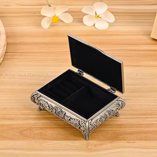 Luxury Metal Jewelry Box with Velvet Interior