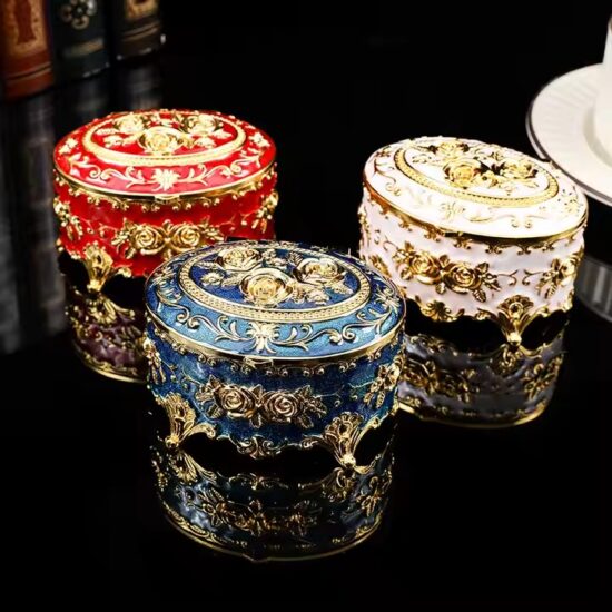 Luxury Metal Jewelry Box with Velvet Lining and Custom Finish