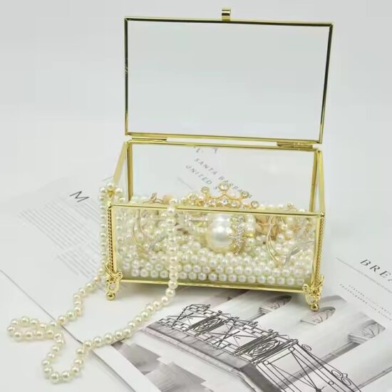 Modern Luxury Glass Jewelry Box for Display and Storage