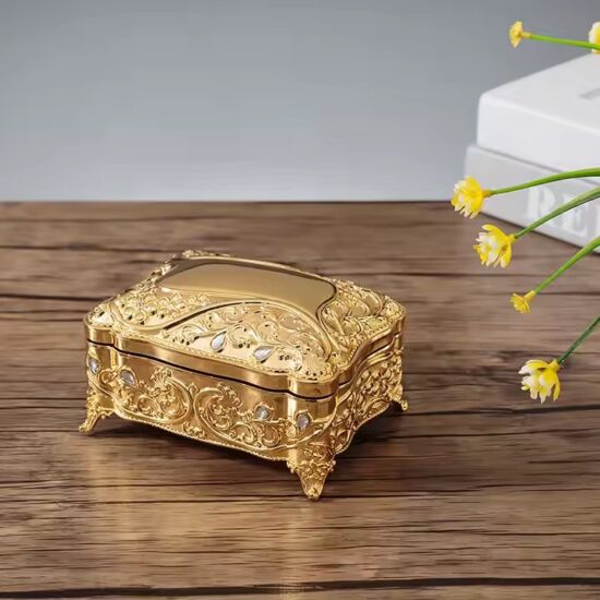 Custom Luxury Metal Jewelry Box with Velvet Interior