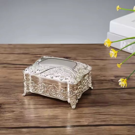 Custom Luxury Metal Jewelry Box with Velvet Interior