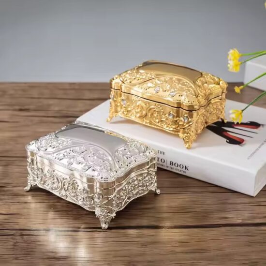 Custom Luxury Metal Jewelry Box with Velvet Interior