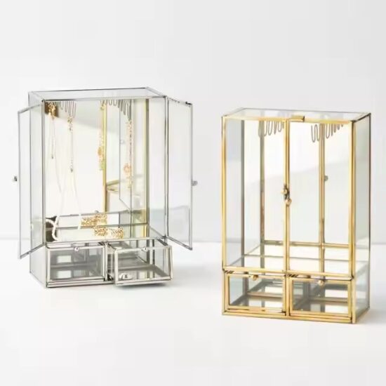 High-Quality Transparent Metal Jewelry Box with Clear Panels