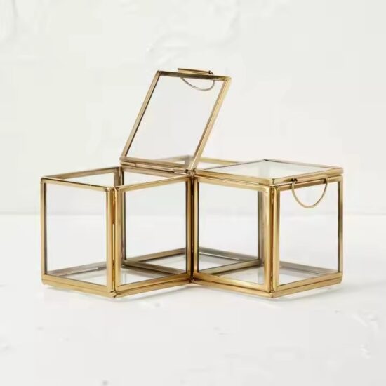 High-Quality Transparent Metal Jewelry Box with Clear Panels