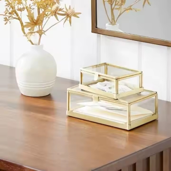High-Quality Transparent Metal Jewelry Box with Clear Panels