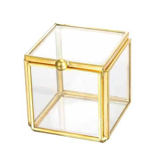 Transparent Glass Jewelry Box for Wedding Decorations and Gift Display