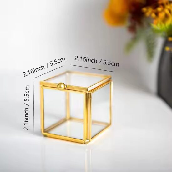 Transparent Glass Jewelry Box for Wedding Decorations and Gift Display