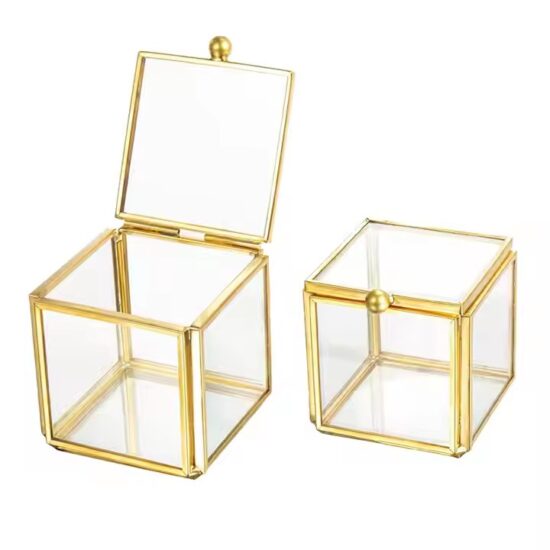Transparent Glass Jewelry Box for Wedding Decorations and Gift Display