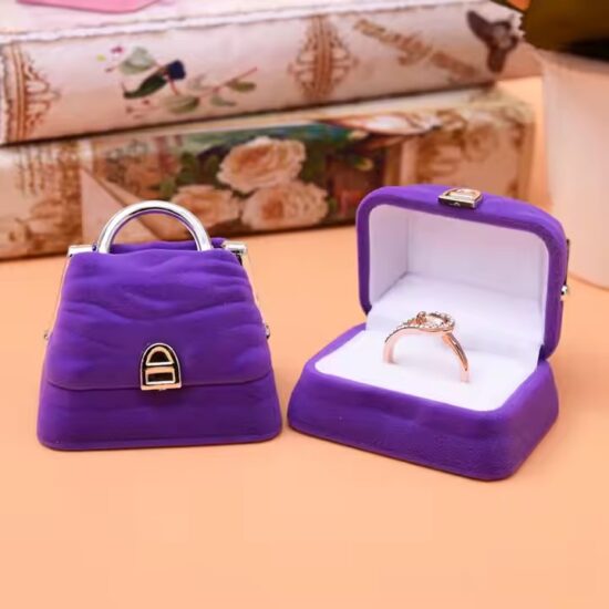 Luxury velvet jewelry box for rings and earrings with custom logo