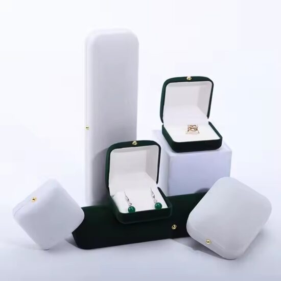 Luxury velvet ring and earring box for jewelry packaging