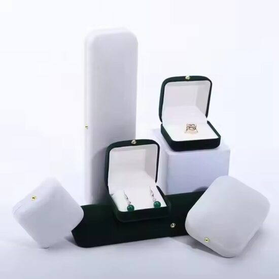 Luxury velvet ring and earring box for jewelry packaging