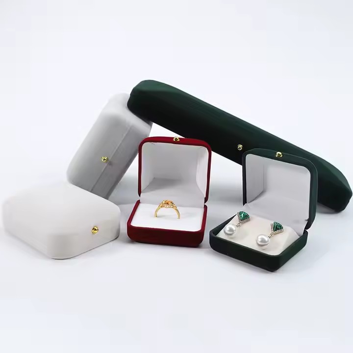 Luxury velvet ring and earring box for jewelry packaging