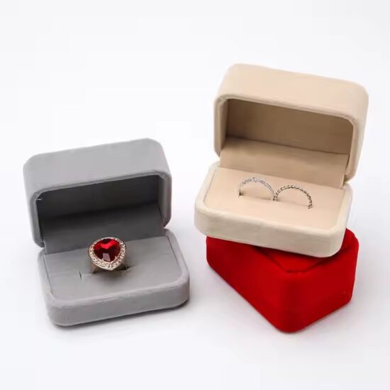Custom velvet wedding jewelry box with logo for rings and earrings