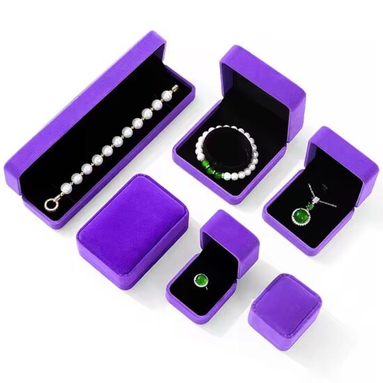 Custom velvet wedding jewelry box for rings and bridal packaging