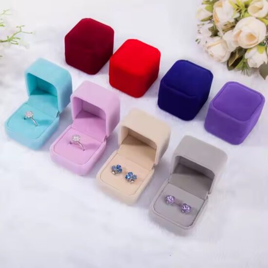 Custom velvet wedding jewelry box for rings and bridal packaging