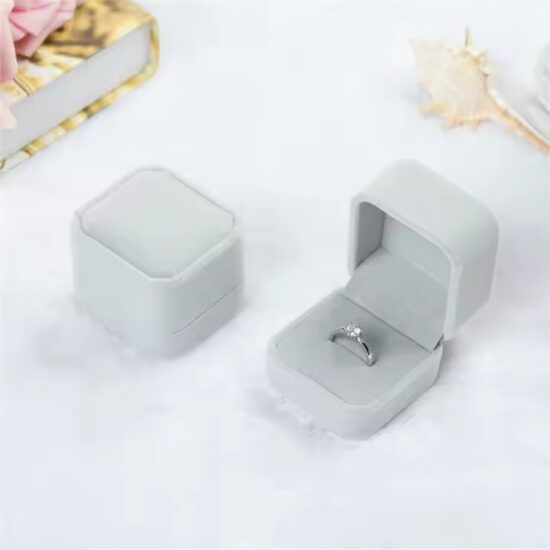 Custom velvet wedding jewelry box for rings and bridal packaging