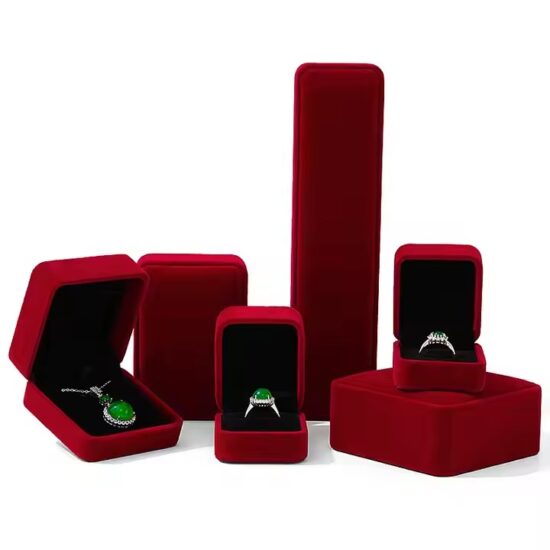 Custom velvet wedding jewelry box for rings and bridal packaging