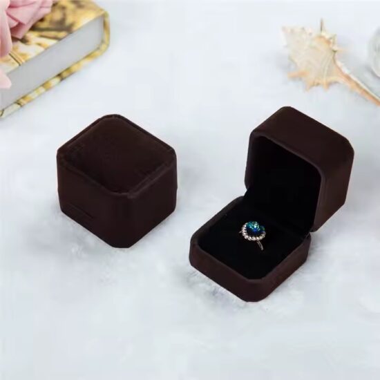 Custom velvet wedding jewelry box for rings and bridal packaging