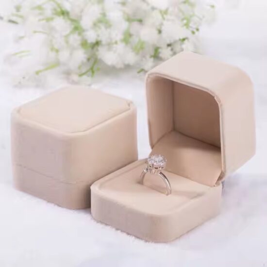 Custom velvet wedding jewelry box for rings and bridal packaging