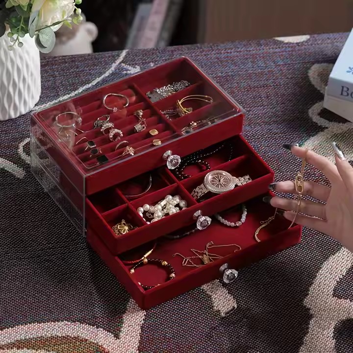 Transparent Acrylic Jewelry Gift Box with Custom Compartments