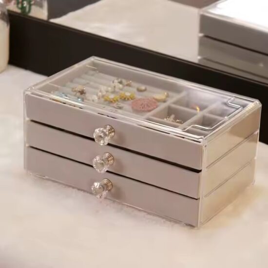 Transparent Acrylic Jewelry Gift Box with Custom Compartments