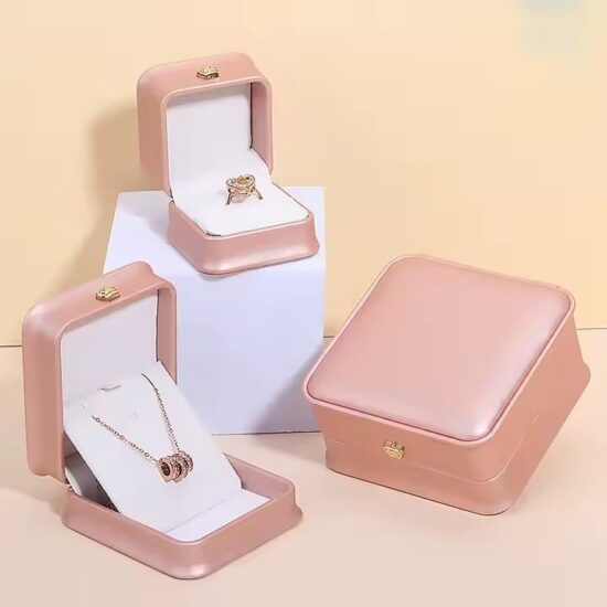Wedding PU Leather Jewelry Box with Velvet Interior