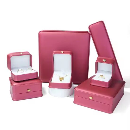 Wedding PU Leather Jewelry Box with Velvet Interior