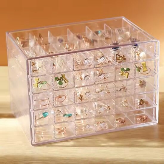 Luxury Transparent Acrylic Jewelry Box with Velvet Lining