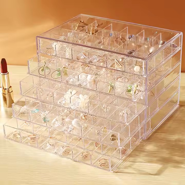 Luxury Transparent Acrylic Jewelry Box with Velvet Lining