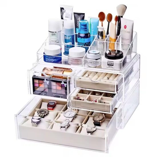 Luxury Transparent Acrylic Jewelry Box with Velvet Lining