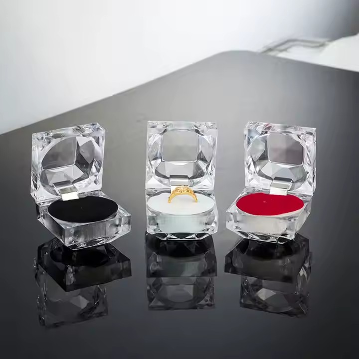 Clear Acrylic Jewelry Box with Compartments for Rings and Earrings