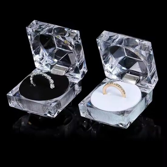 Clear Acrylic Jewelry Box with Compartments for Rings and Earrings
