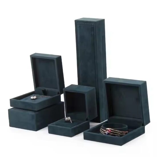 Elegant velvet jewelry box with logo for rings and earrings