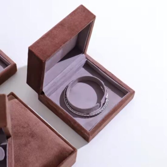 Elegant velvet jewelry box with logo for rings and earrings