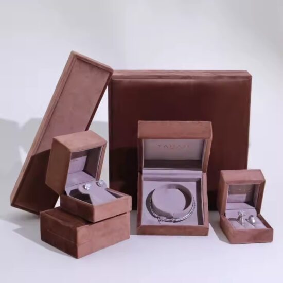 Elegant velvet jewelry box with logo for rings and earrings