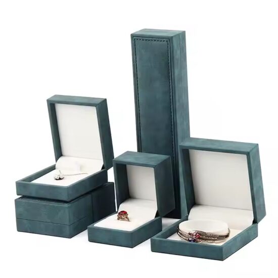 Elegant velvet jewelry box with logo for rings and earrings