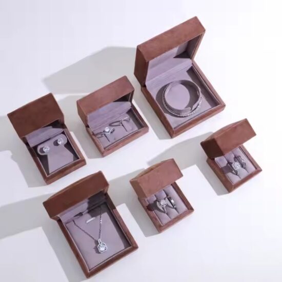 Elegant velvet jewelry box with logo for rings and earrings