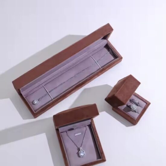 Elegant velvet jewelry box with logo for rings and earrings