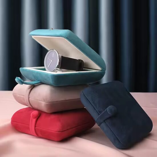 Elegant luxury velvet jewelry box with custom logo and soft insert