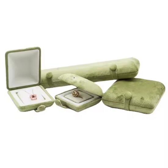 Elegant luxury velvet jewelry box with custom logo and soft insert