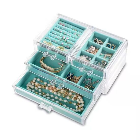 Transparent Acrylic Jewelry Storage Box for Women with Compartments