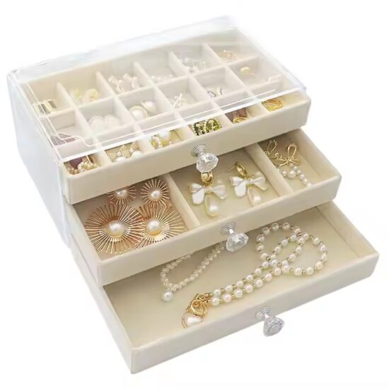 Transparent Acrylic Jewelry Storage Box for Women with Compartments