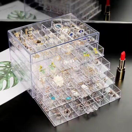 Transparent Acrylic Jewelry Storage Box for Women with Compartments