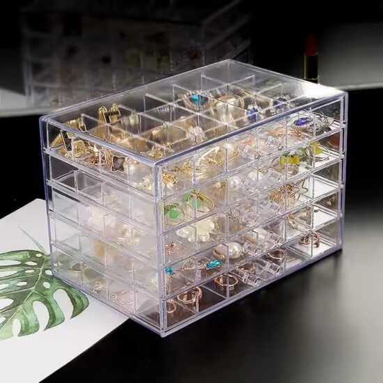 Transparent Acrylic Jewelry Storage Box for Women with Compartments