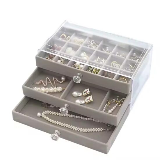 Transparent Acrylic Jewelry Storage Box for Women with Compartments