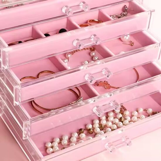 Stylish Dustproof Acrylic Jewelry Storage Box with Compartments